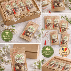 Set 10 mărțișoare dulci Safala cu alune de pădure în ciocolată